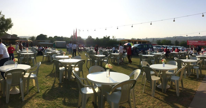 Valor de aluguel de mesas e cadeiras de plástico para eventos