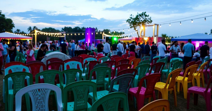 Preço de aluguel de cadeiras de plástico para eventos e festas